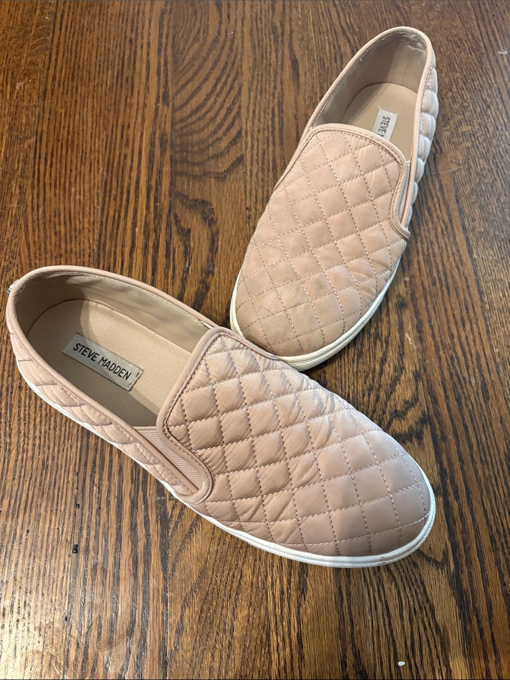 Steve Madden Quilted Slip-On Flats in Blush Pink